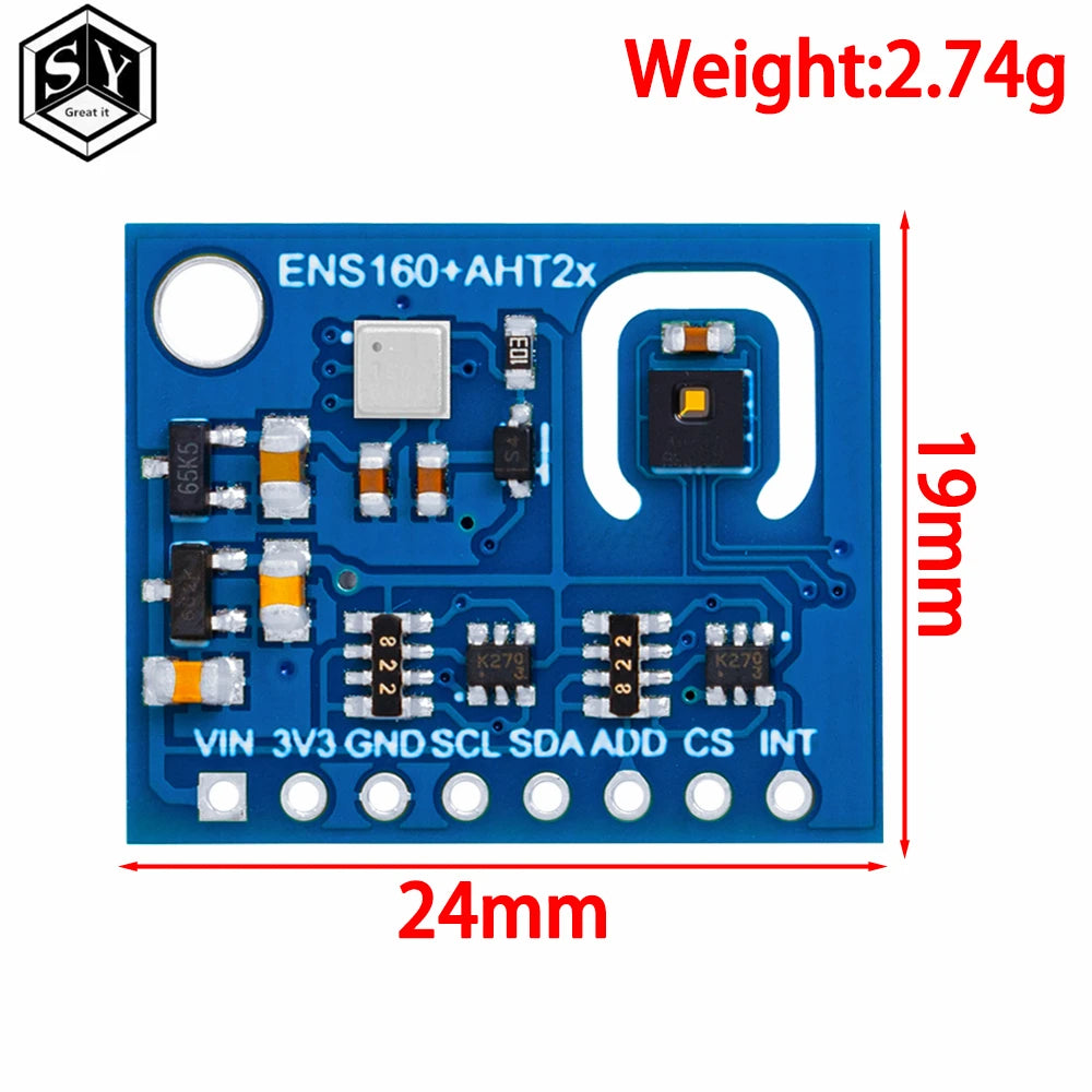ENS160+AHT21 CARBON Dioxide CO2 eCO2 TVOC Air Quality And Temperature And Humidity Sensor Replace CCS811 For Arduino