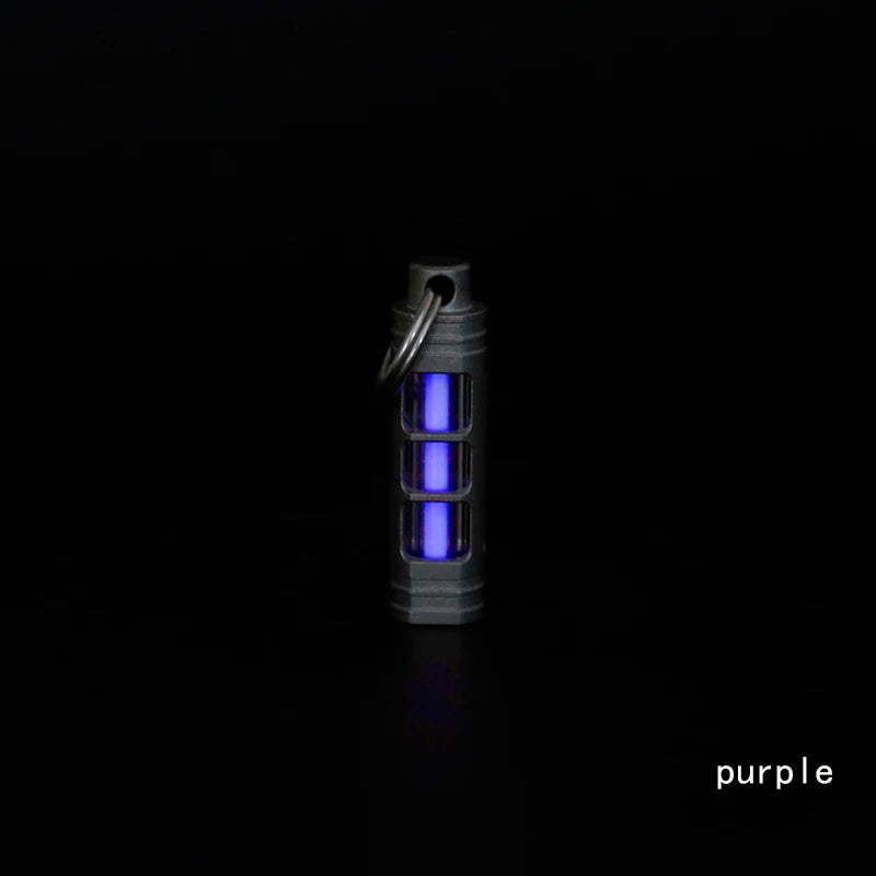 Titanium Alloy Luminous Night Signal Light Outdoor EDC Luminous 3.5*25mm Fluorescent Tube Self-illuminating Key Chain betalight