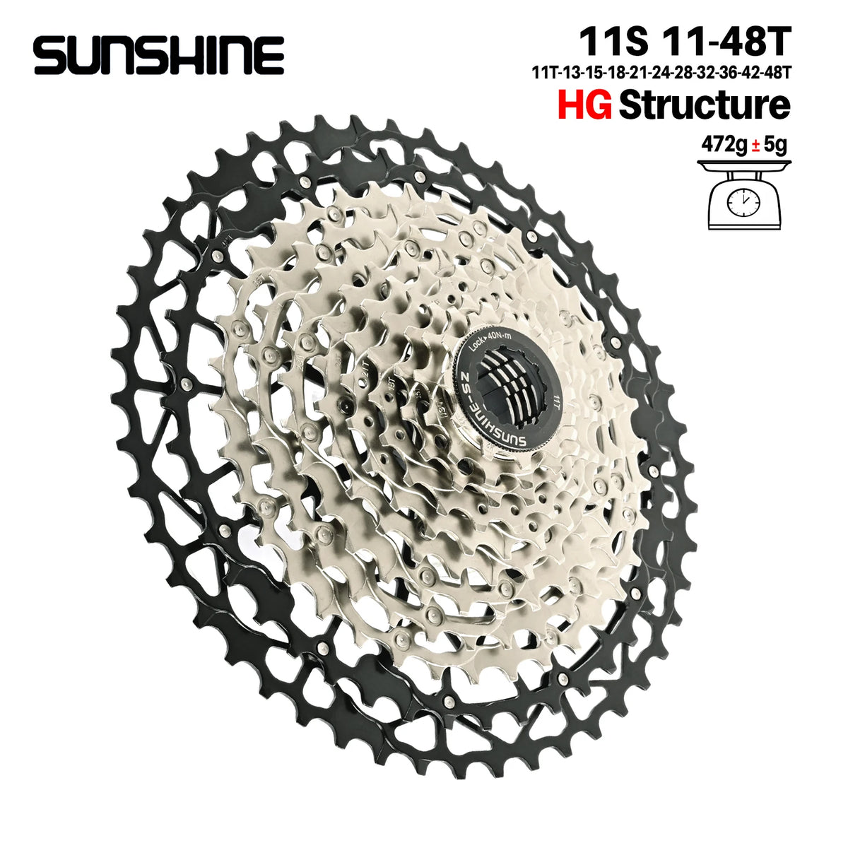 SUNSHINE MTB cassette freewheel HG sprocket carbon steel 10/11/12/13 speed 11T-40T to 11T-52T