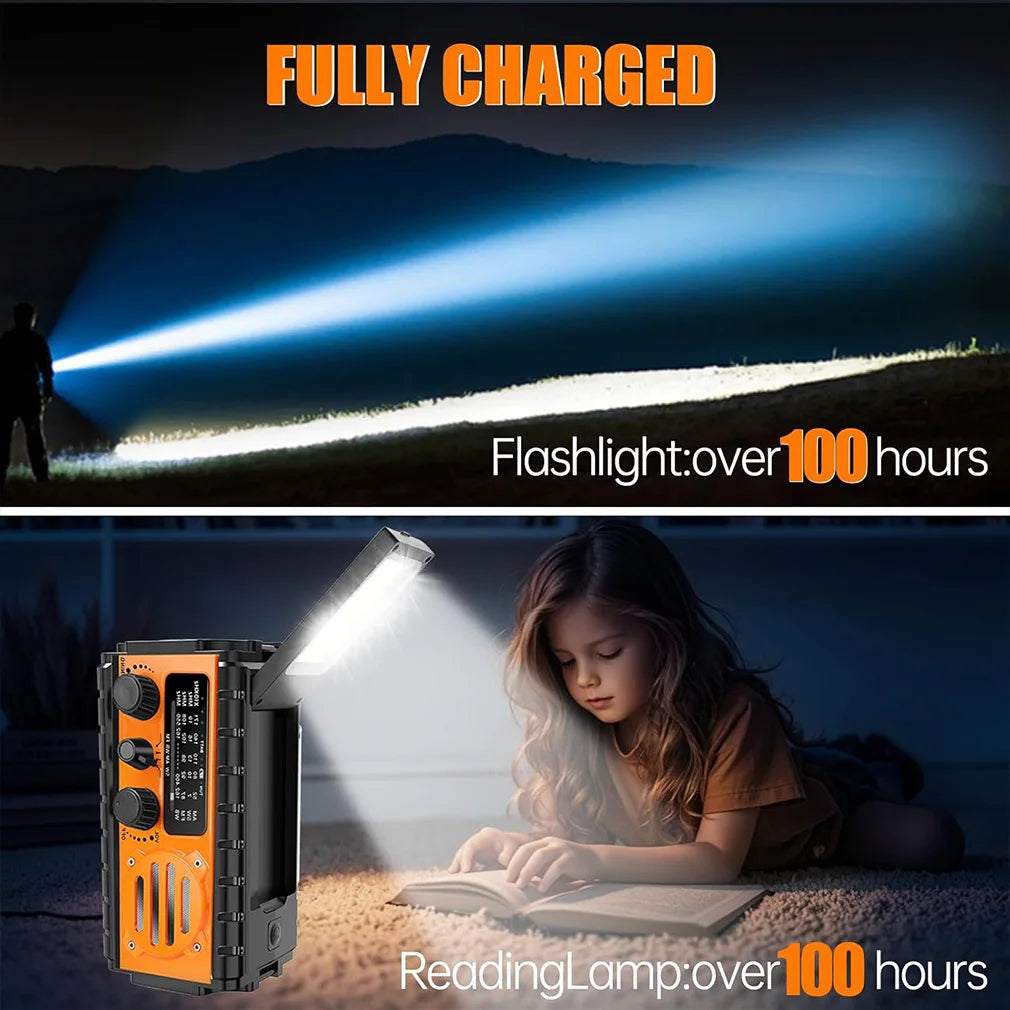 20000mAh Solar Hand Crank Radio Emergency Radio FM AM/WB/NOAA Weather Radio USB Rechargeable Flashlight SOS Alarm Power Bank