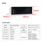 1Din Wireless CarPlay Android AUTO HD touch screen Universal 6.86'' Car Radio FM Stereo MP5 multimedia player BT TF port Camera