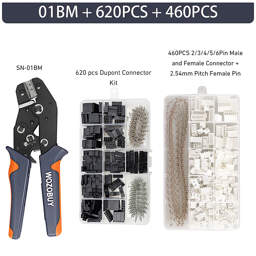 SN-01BM ratcheting wire crimping tool set with insulated terminals kit (310-1550pcs)