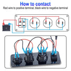 12V Cigarette Lighter Socket 4 in 1 Waterproof Car Dual QC3.0 USB Outlet Panel for RV Marine Boat Power Socket Charger Socket