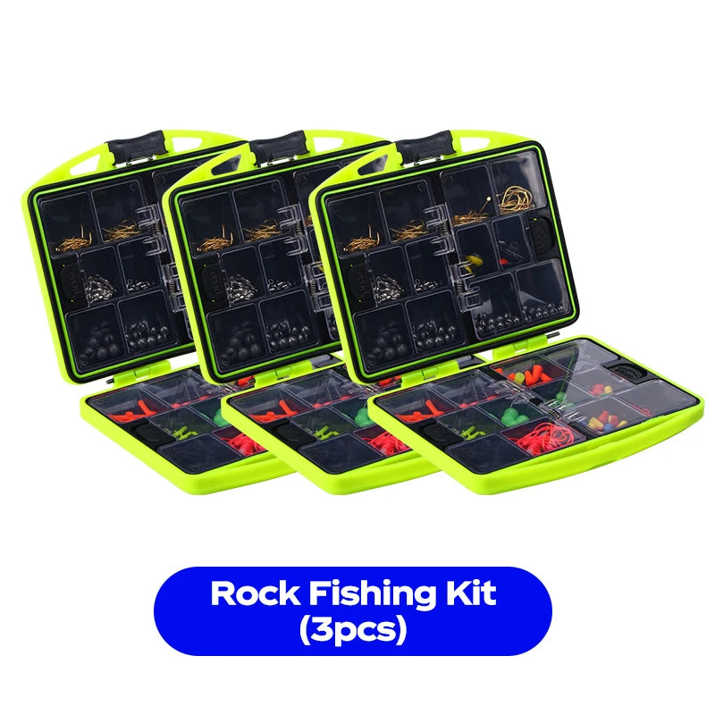 WEIHE Fishing Accessories Kit 185pcs Hook Combo Set in Tackle Box, Yellow