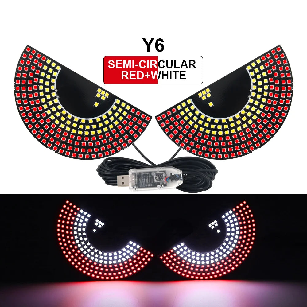 Truck Devil's Eye Light RGB Dynamic Demon Eye Decorative Light Led Display Decor Pixel Panel Windshield USB 5V Multi-Mode Lamp