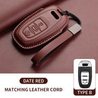 Auto Key Shell Fob For Audi A4 A4L A5 Q5 Q7 TT TTS 8S B9 2016 2017 2018 Leather Car Remote Key Case Cover Keychain Accessories