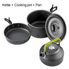 Outdoor camping cookware set aluminum non stick pot portable outdoor tableware cookware cooking pot bowl hiking BBQ picnic