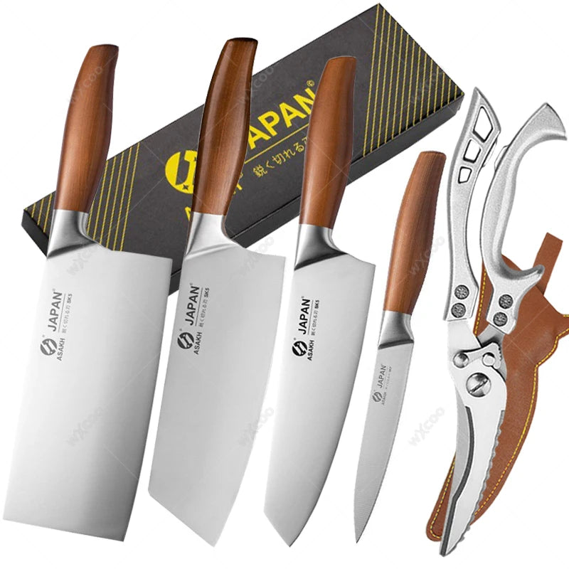 WXCOO Japanese Kitchen Knives Stainless Steel Professional Chef Knife Fish Fillet Meat Cleaver Slicing Knife Cooking Tools