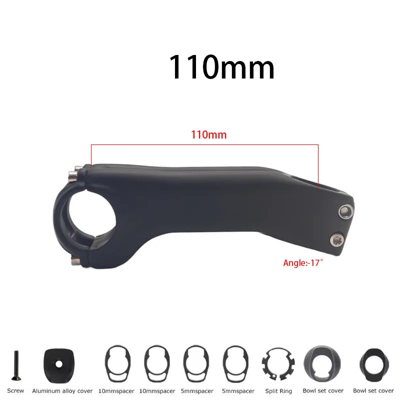 bike Carbon stem -17°-10° Degree mountain road bike full carbon inner stem 60MM-120MM fork 28.6mm bicycle handlebar 31.8mm