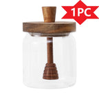 1/3/5PCS Glass Sealed Tank Honey Jar With Wooden Lid Mixing Rod Wood Dip Sticks Transparent Home Sealed Jar Kitchen Storage