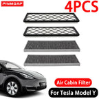 PINMOAP Cabin Air Filter HEPA Suitable For Tesla Model Y 2020-2024 Activated Carbon Filter Cartridge White Antibacterial 4PCS