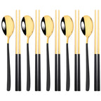 304 Stainless Steel Cutlery Set Sushi Sticks Dinner Spoons Set 10Pcs Dinnerware Korean Chopsticks Dessert Spoon Flatware Set