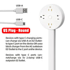 Electrical Wall Plug Rotates Electrical Outlet Extender Adjustable Length Power Outlets Extender Power Socket  for NightStand