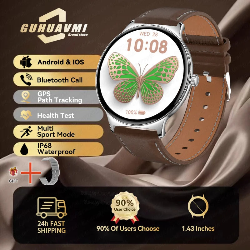 2025 New Smart Watch For Women Gift 1.43 Inch Full Touch Screen Sports Fitness Watches Bluetooth Calls Digital Smartwatch Ladies