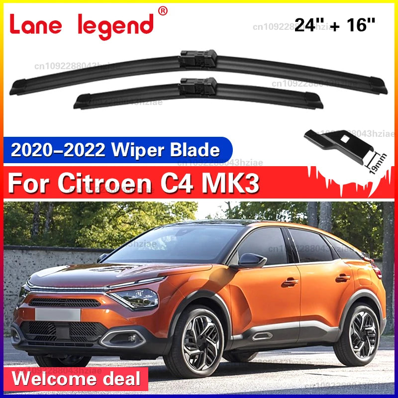 For Citroen C4 MK3 C4X C41 2020 2021 2022 Wiper Front Wiper Blades 24"+16" Windshield Windscreen Window Brushes Car Accessories