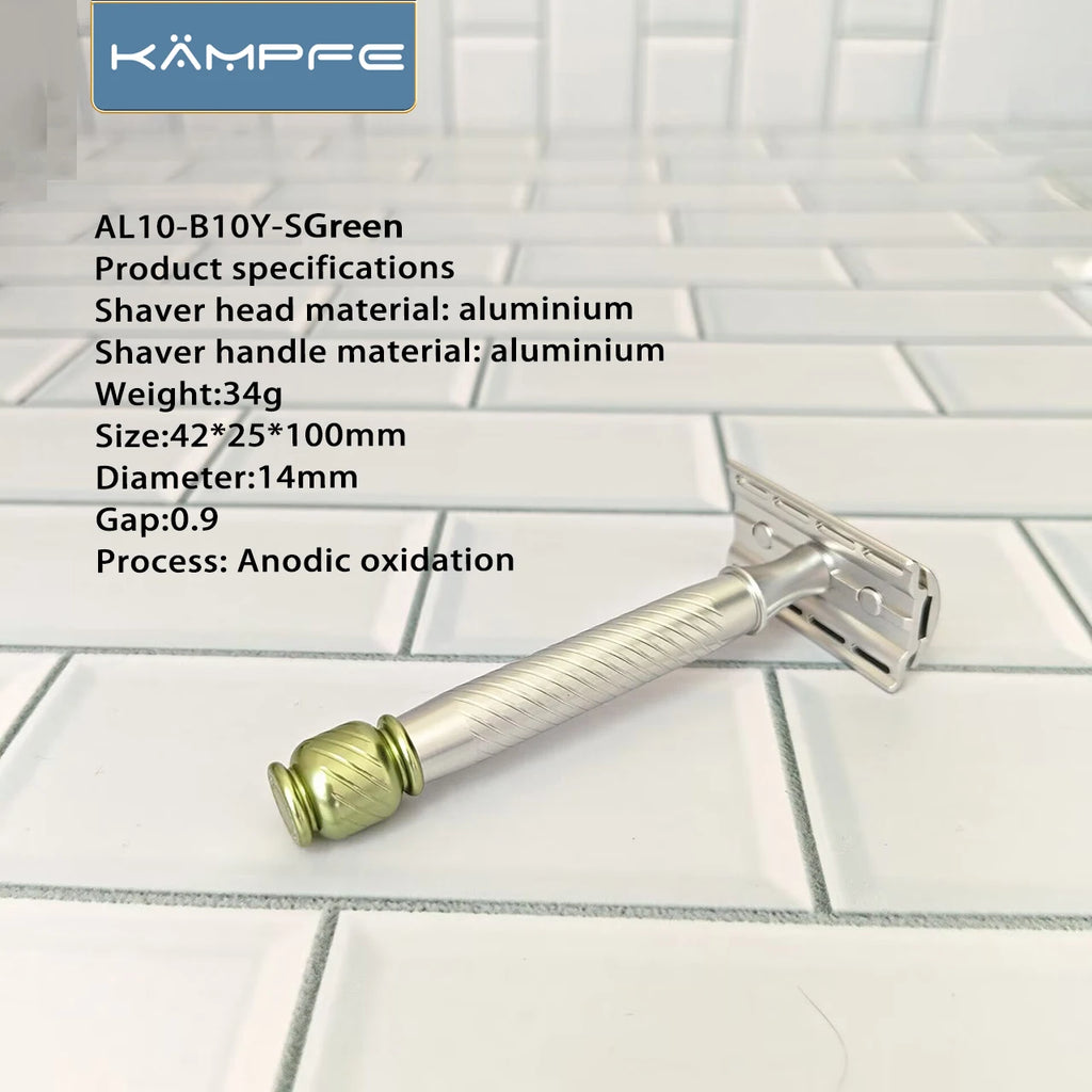 KAMPFE aluminum Double Edge Manual Shaver with Non-Slip Razor Grip Light Weight Safety Razor gifts for men.
