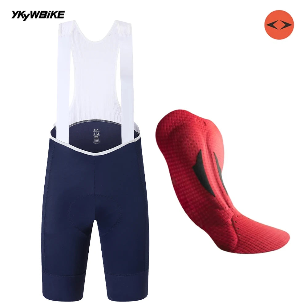YKYWBIKE Men's Cycling Bib Shorts with Italy MITI Straps Road Bike Bib Pants Belgium and Interface Padded Bicycle Shorts MTB Pro