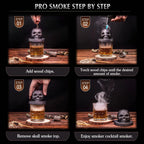 Cocktail Smoker Kit with 4 Flavors - Bourbon , Ceramics Skull Infuser Old Fashioned Drink Smoker Kit Birthday Gifts for Men Dad