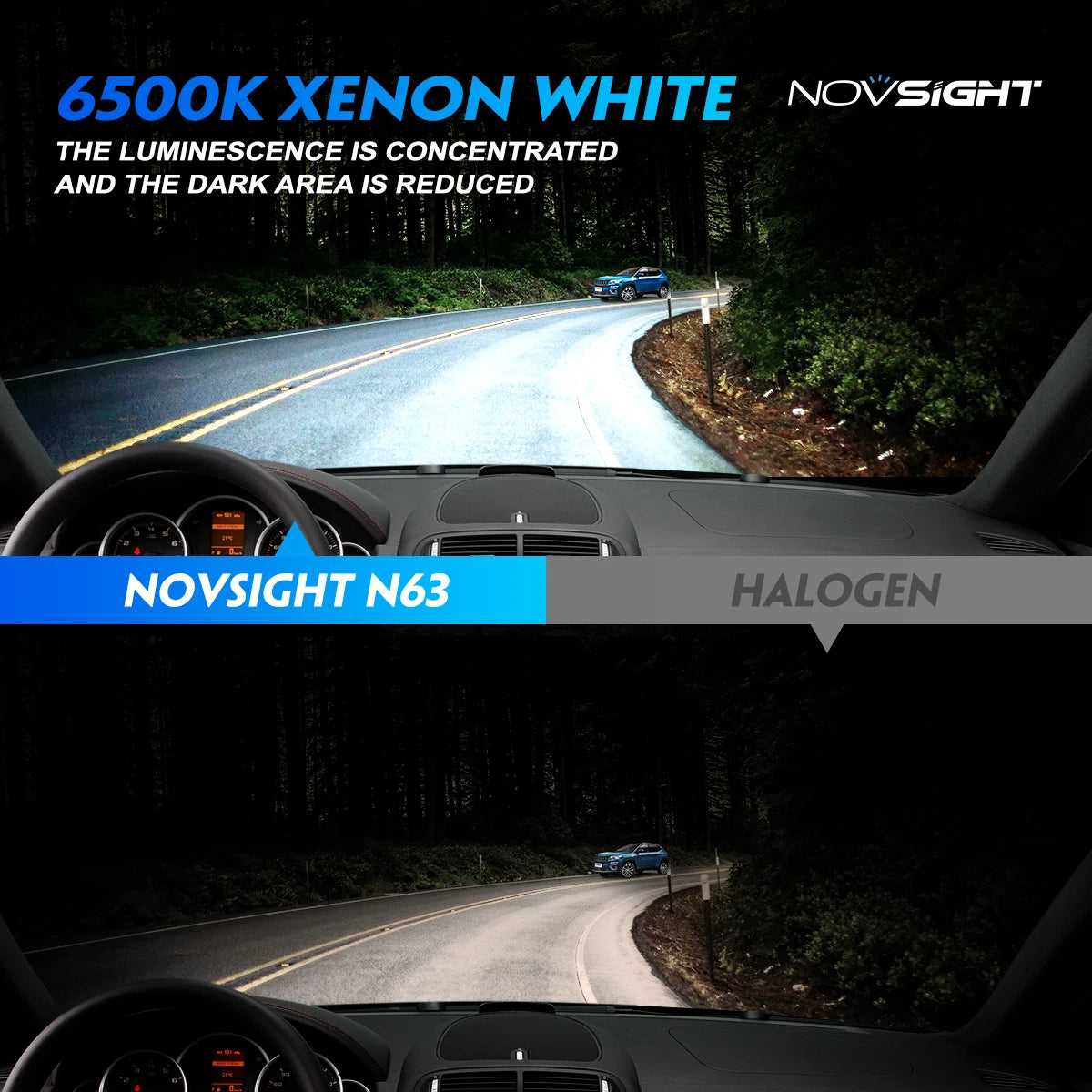 NOVSIGHT H7 LED Headlight Bulbs 1:1 Size Light Mini Headlamp 70W 16000LM with Fan 6500K White 12V Plug and Play H7 Car Lights