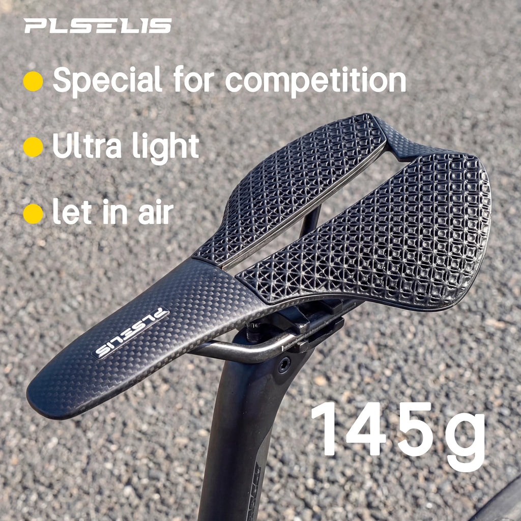 Plselis Road Bicycle Saddle High-Strength Carbon Fiber 3D Printed Counterweight Lightweight 130g Bike Cushion Riding Accessory