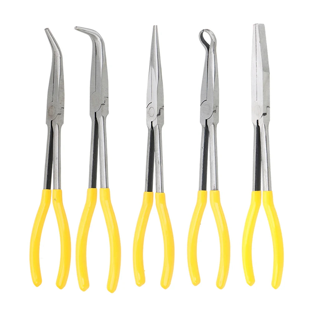 DIY Extra Long Nose Pliers Straight Bent Tip Mechanic Equipment Hand Removal Tools Spanner Clips Auto Care Kit Car Accessories