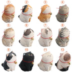 Cute Cat Animals Figurine Decorative Wooden  Ornament Kitten Statue Calico Golden gradient cat Home Office Desk Car Decor Gift