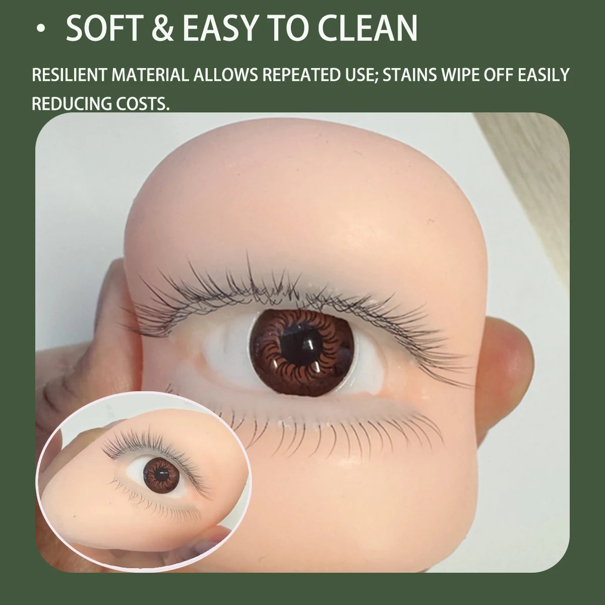 3D Highly Realistic False Eyelash Mannequin Flat Doll Head Korean Makeup Practice Tool for Lash Artists Eyelash Graft Training