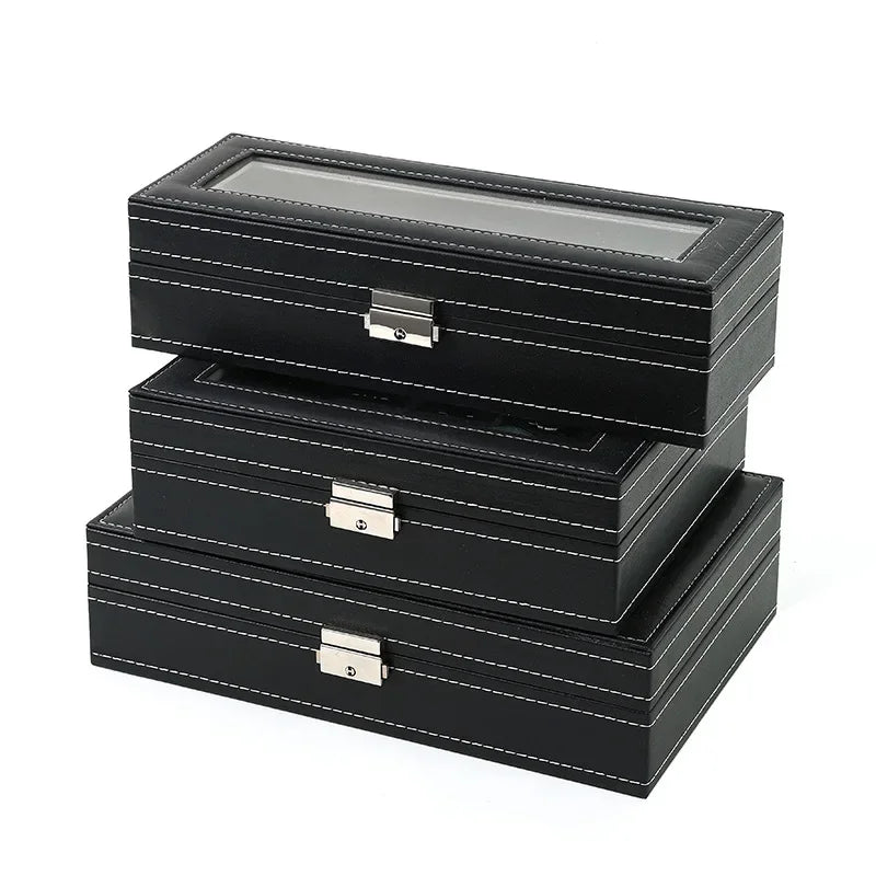 Watch Boxes 2/3/4/5/6/8/10/12 Girds Cases Storage Boxes Watch Organizer Case PU Leather Watch Display Jewelry Box For Best Gifts