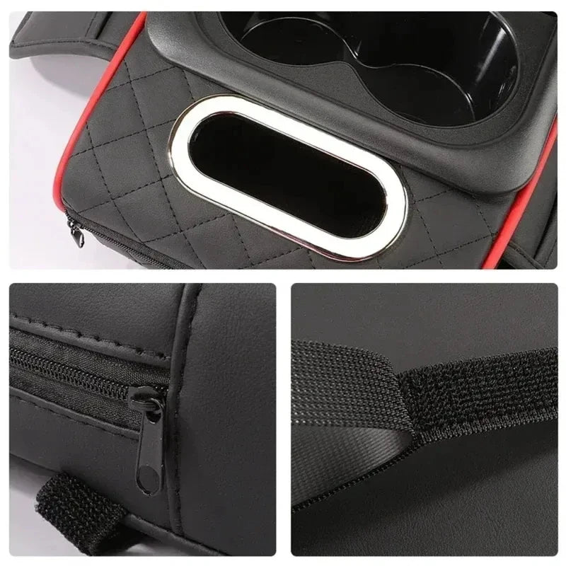 Car Armrest Storage Box, Car Center Console Organizer, Armrest Heightening Cushion with Cup Holder Armrest Storage Organizer Box