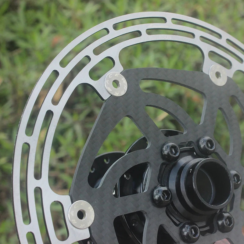 RACEWORK Carbon Fiber Bike Disc Brake Rotor MTB Road Bicycle Ultralight 6 Bolts Floating Rotor 140mm 160mm 180mm Brake Disc