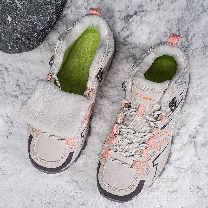 Women's Winter Boots Outdoor Hiking Boots High-top Plus Velvet Warm Hiking Shoes Women's Rainproof And Non-slip Hiking Shoes