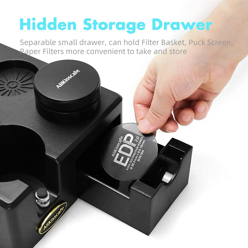 AliKisscafe Coffee Tamping Station Portafilter Holder Stand With Storage Drawer For Delonghi Breville Barista Espresso Accessory