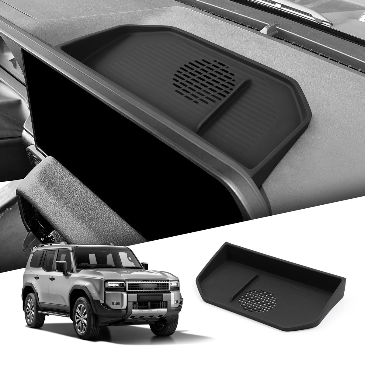 for 2024-2025 Toyota Land Cruiser Prado J250 LC250  Central Screen Rear Storage Box Car Dashboard Storage Tray Accessories Black