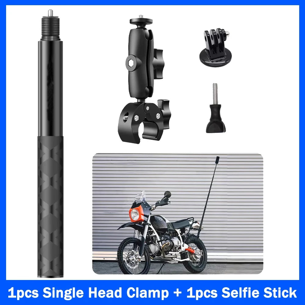 For Insta360 x2 x3 x4 x5 Motorcycle Bike Mount Selfie Stick for Insta 360 x2 x3 x4 x5 Moto Monopod Handlebar Accessories Kit