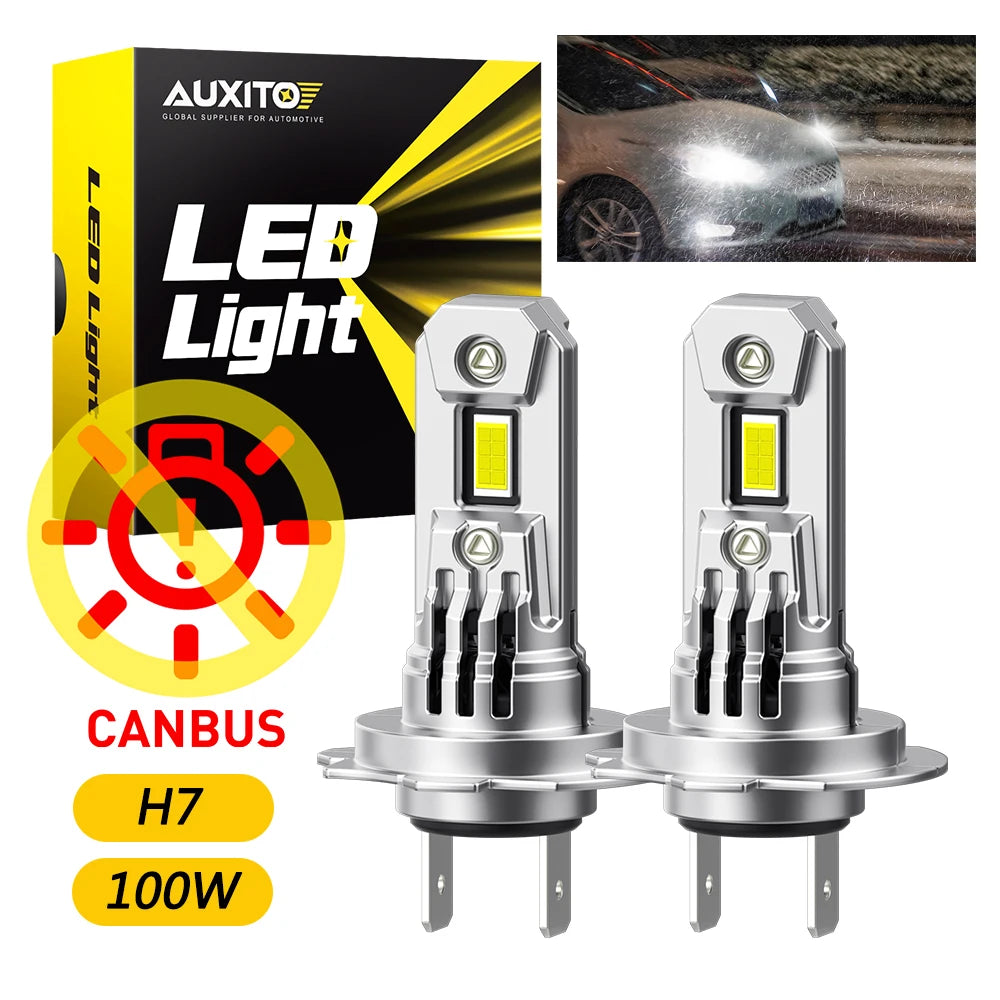 2Pcs Q16 H7 LED Canbus 100W High Power For Peugeot 308 Renault Clio VW Golf 6500K 12V Spotlight Head Hi/Lo Beam Ampoule H7 Turbo