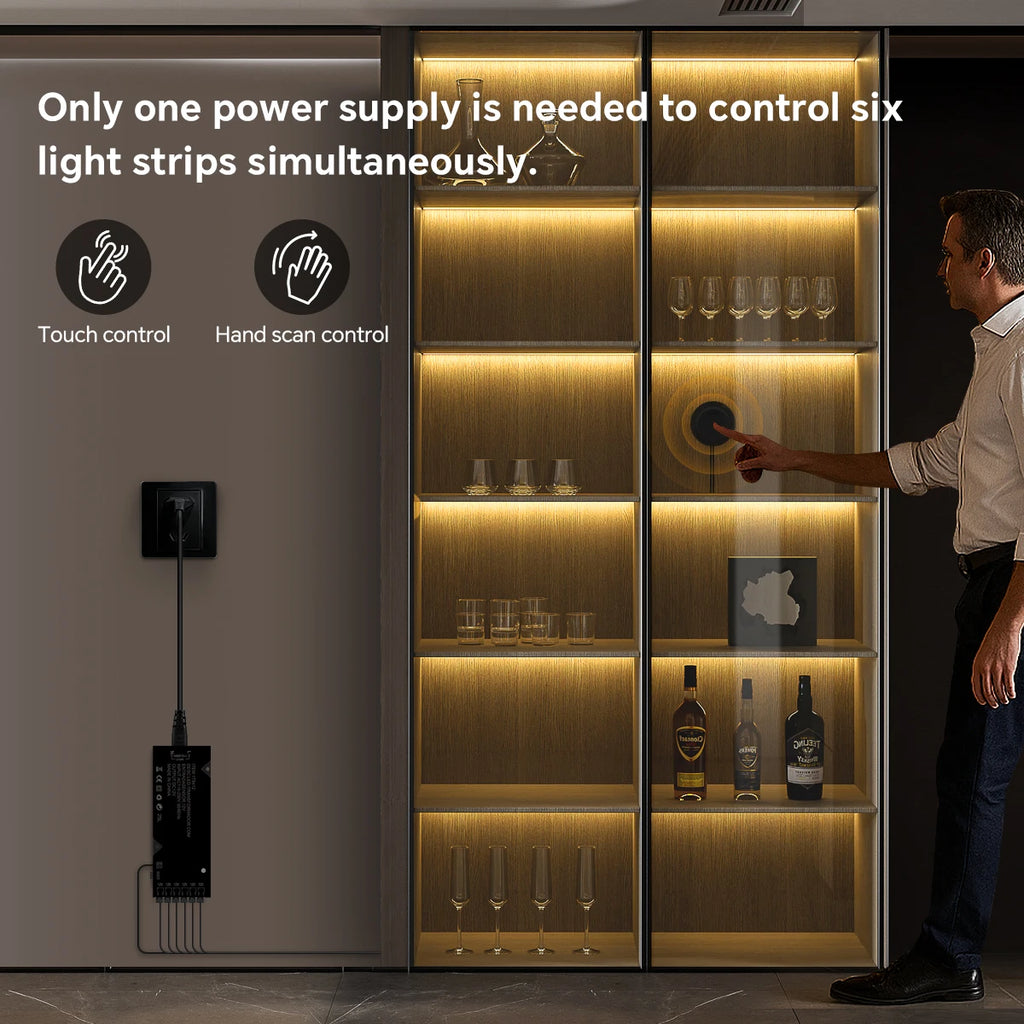 Blackboard COB Storage Cabinet Ceiling Panel Wall LED Strip Kitchen Light Wardrobe LED Tape Penetrable Wood Dimmable Touch Lamp