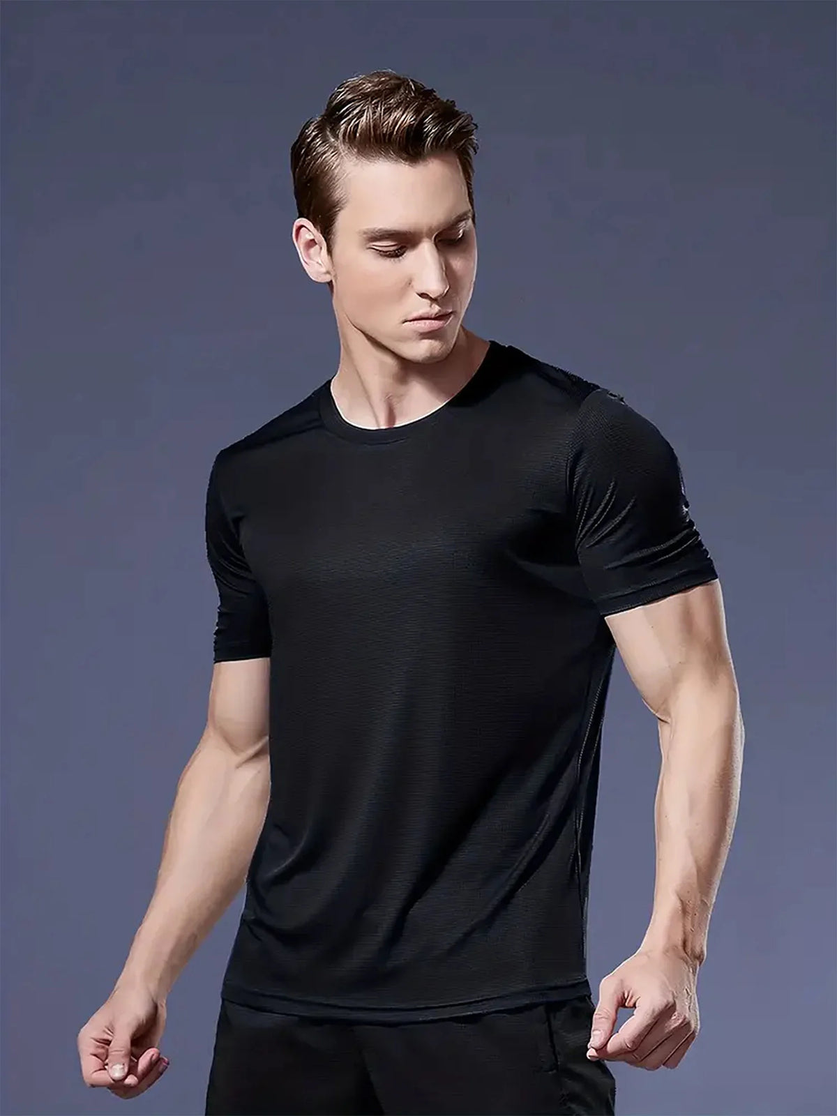 Men's Quick-Dry Sports T-Shirt Round Neck Breathable Sweat-Wicking, Sizes S-XXL, 8 Colors