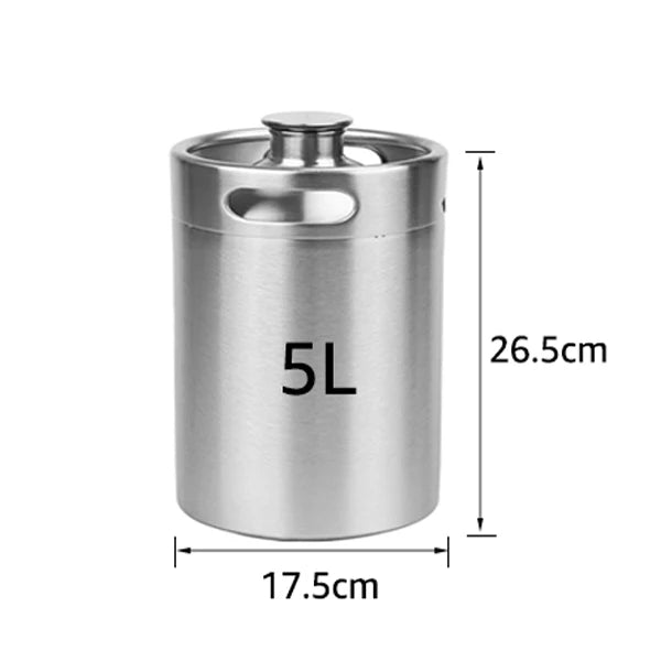 Mini Beer Keg Growler Craft Beer Barrel Carbonated Dispensing Container, 2L-5L