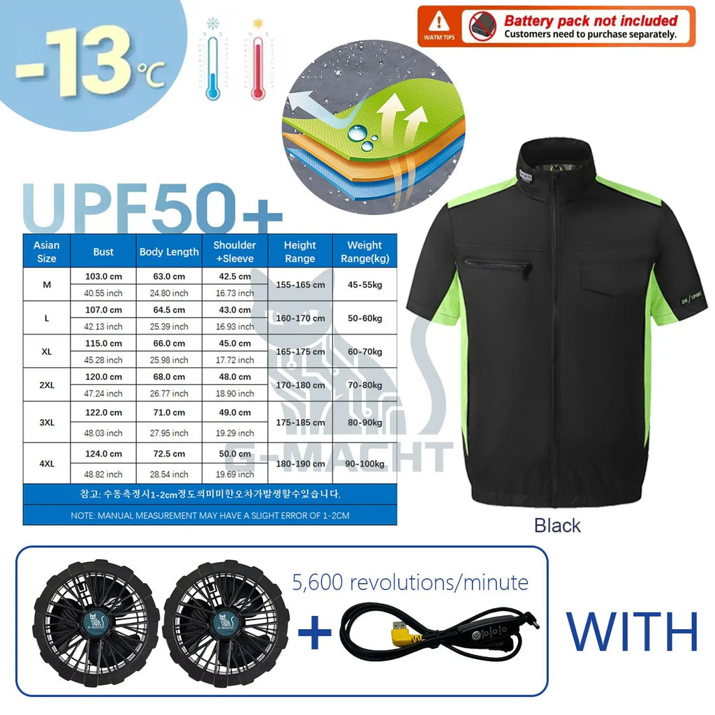 G-MACHT Summer Cool Vest Wearable Cooling Fan Vest Air-conditioned Clothes Usb Cooling For Outdoor Work Fishing Short Sleeve