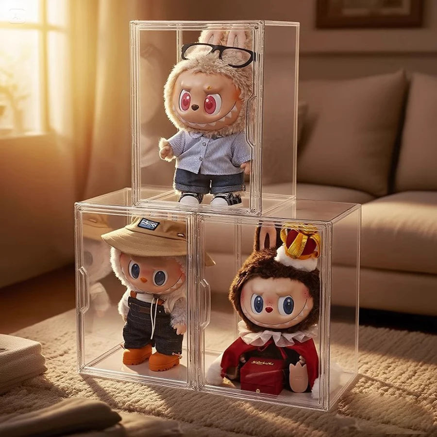 Labubu Display Box Transparent Labubu Big Leader Summer Doll Cotton Doll Blind Box Storage Cabinet
