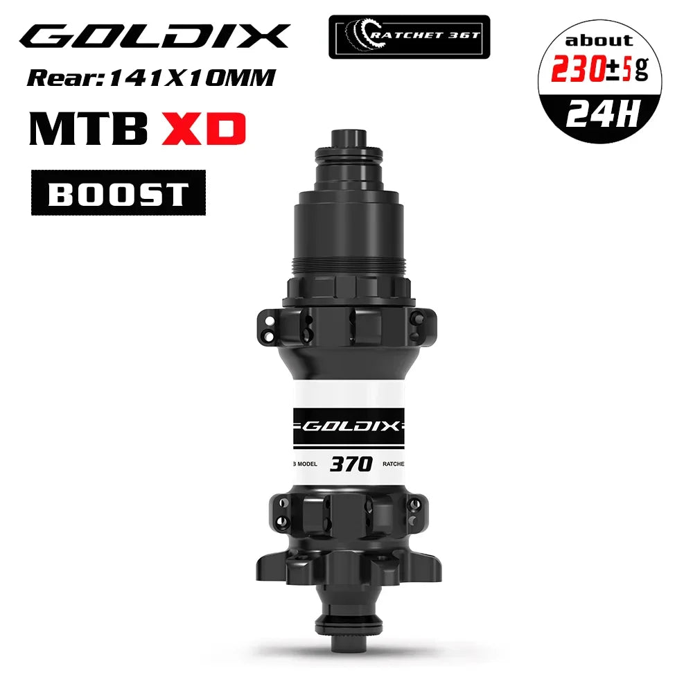 GOLDIX M370 Bicycle Hub 24H Sealed Bearing 6-bolt Disc Brake Straight Pull 24 Holes Ratchet 36T BOOST MTB Hub for Shimano SRAM