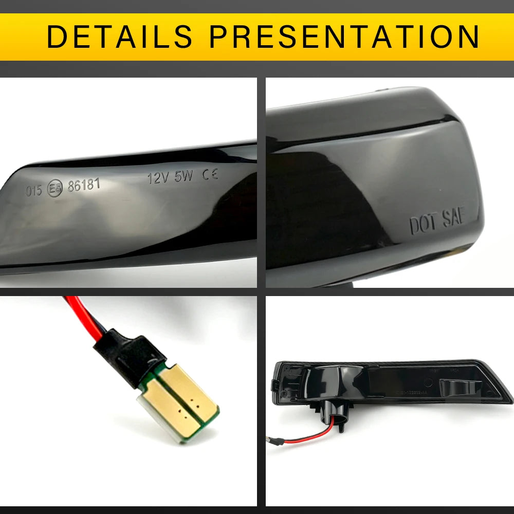 For Ford Focus Mk3 LED Light 2 3 Mk2 Mondeo Mk4 Turn Signal Lamp Flowing Side Wing Rear View Mirror Blinker Dynamic 2PCS