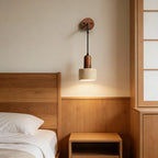 Travertine Wall Sconce E27 Wabi Sabi Retro Bedside Lamp, Yellow or Black Stone, 7W Warm White