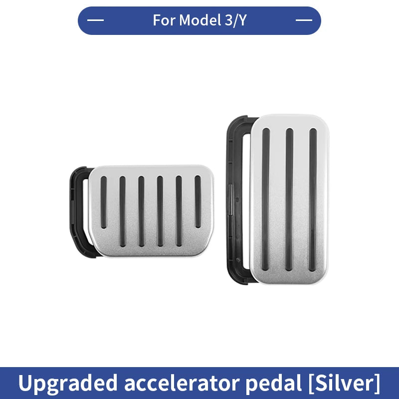 Tesla Model Y Juniper 2025-2026 & Model 3 Highland Pedal Covers Anti-Slip Silver