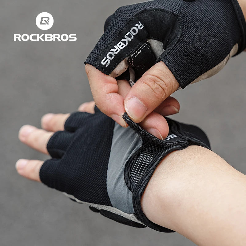 ROCKBROS Half Finger Bike Gloves MTB Road Spring Summer Breathable Shorts Bicycle Gloves Men Women Gel Padded Cycling Gloves