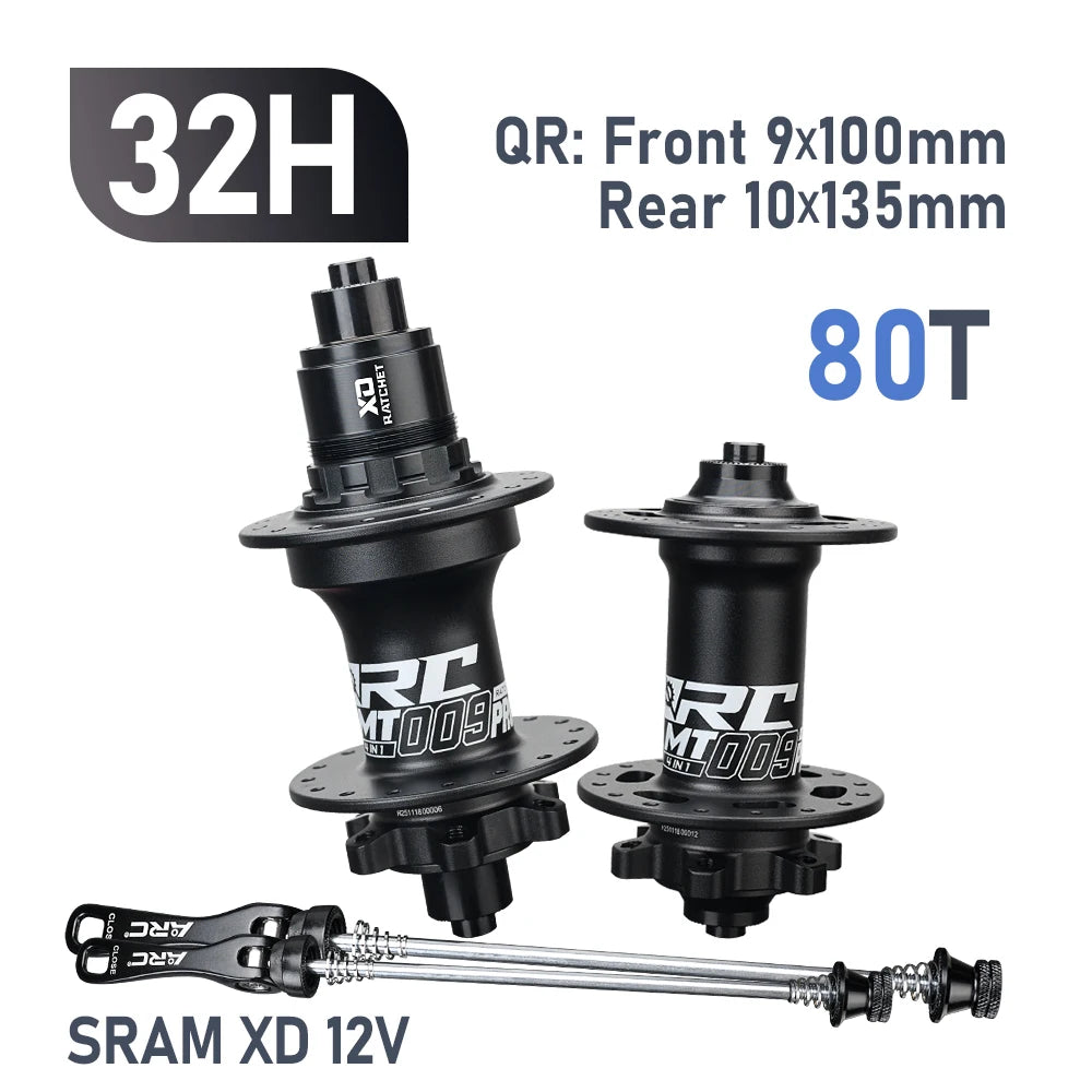New ARC MT009 4 IN 1 Pro Front Rear Bicycle Hub Mountain MTB Bike Hub Sealed Bearing DT Ratchet 80T Bicycle Hubs 8-12Speed