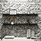 Modern Minimalist Floating Shelf-Mounted Bookcase & Display Shelf with Heavy-Duty Iron, Black/White Suitable for Home Office