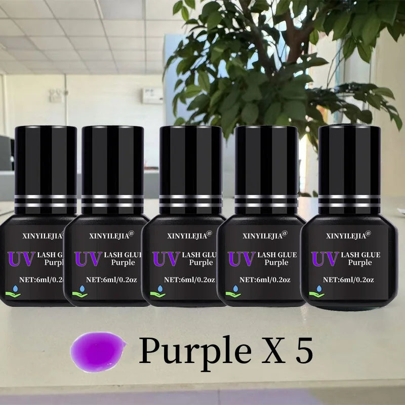 5pcs UV GLUE Adhesive For Eyelash Extensions Gel 1S Fast Drying Strong False Lash Extension Glue Long Lasting UV Eyelash Glue