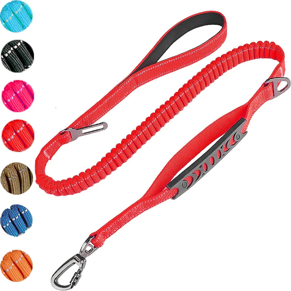 Fashion&cool Heavy Duty Dog Leash Especially Large Dogs，Reflective Dog Walking Training Shock Absorbing Bungee  Car Seat Belt