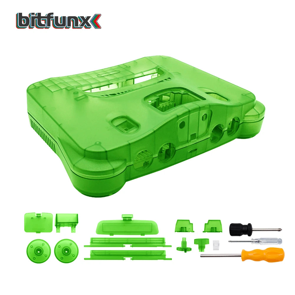 Bitfunx Replacement Plastic Shell Translucent Case for N64 Nintendo 64 Replacement Case Transparent Boxes